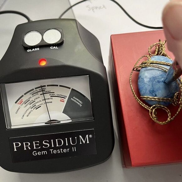 Vintage Blue Gemstone Cabochon Pendant Wire Wrapped 2" x 2" - Picture 6 of 7